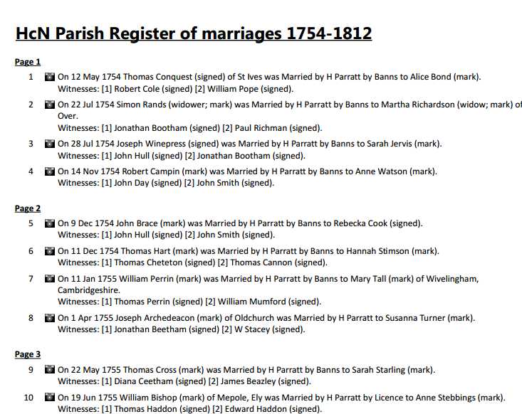 Marriages Register 1754-1812
