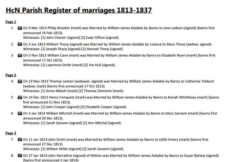 Marriages Register 1813-1837
