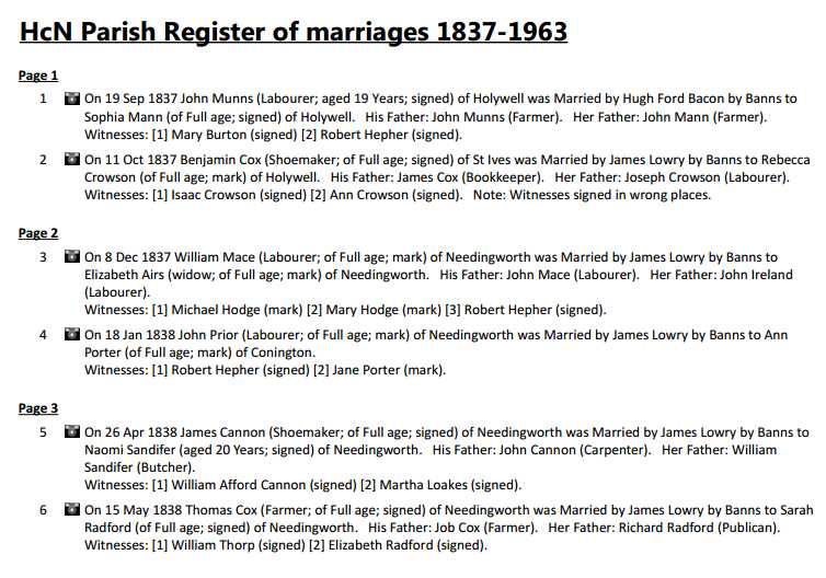 Marriages Register 1837-1963
